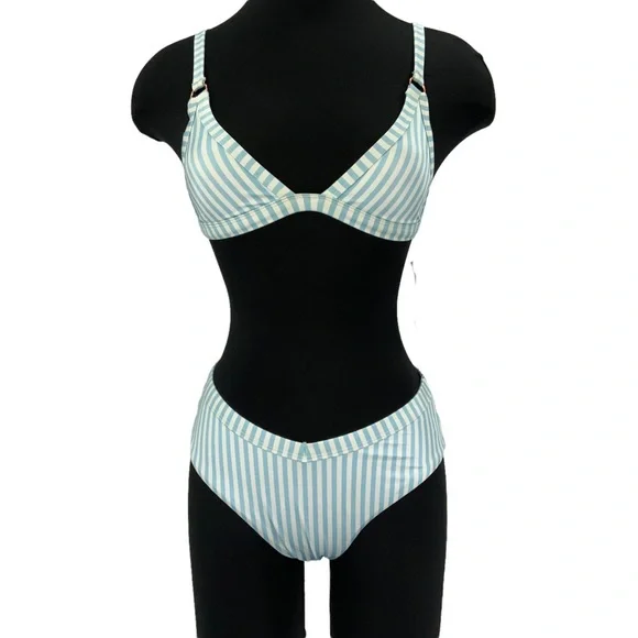 Pacsun L. A. Hearts Blue and White Stripped Bikini C1 - Picture 5 of 12